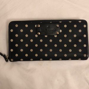 Kate Spade black and white polka dot wallet